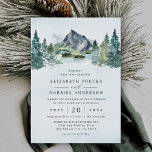 Mountain Watercolor Evergreen Rustic Tree Wedding Einladung<br><div class="desc">Das Design besticht durch eine elegante Aquarelllandschaft mit moderner Textgestaltung. Sehen Sie sich alternative Versionen dieser Einladung an und passende Suitenelemente in dem auf dieser Seite zu findenden Sammellink an.</div>