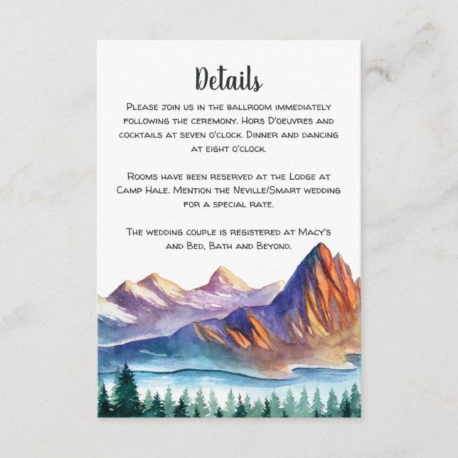 Mountain Wedding Enclosure Card Begleitkarte (Vorderseite)
