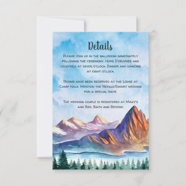 Mountain Wedding Enclosure Card Einladung (Vorderseite)