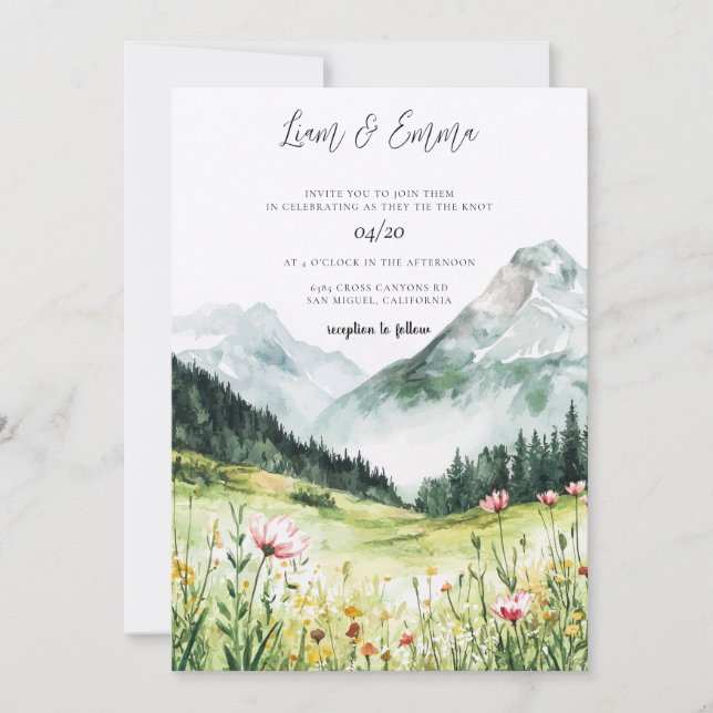 Mountain Wedding Invitation Einladung (Vorderseite)