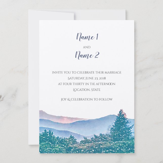 Mountain Wedding Invitation Suite Einladung (Vorderseite)