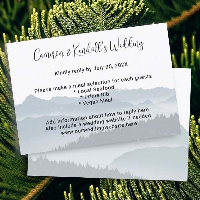 Mountain Wedding Menu Online Reply Cards Einladung (Von Creator hochgeladen)
