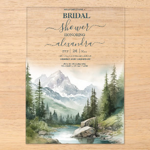 Mountain Wedding Party Brautparty Acryleinladungen