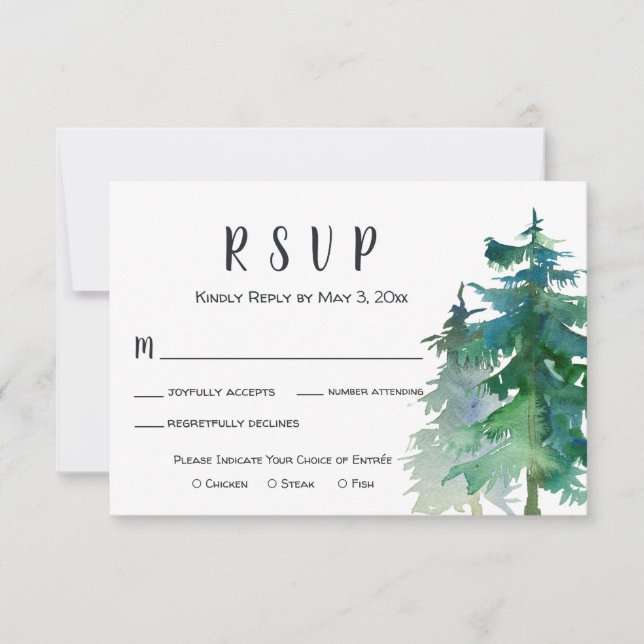 Mountain Wedding RSVP Card mit Abendessen Karte (Vorderseite)