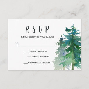 Mountain Wedding RSVP Card mit Anzahl Teilnehmer