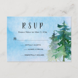 Mountain Wedding RSVP Card mit Anzahl Teilnehmer