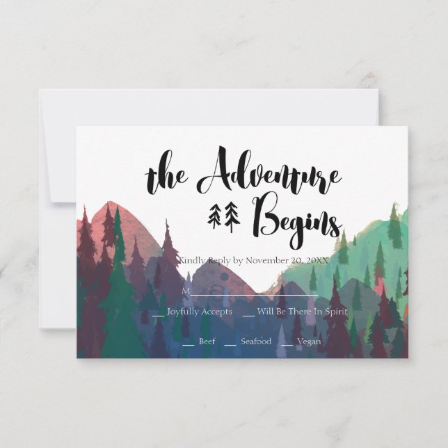 Mountain Wedding RSVP Karte (Vorderseite)