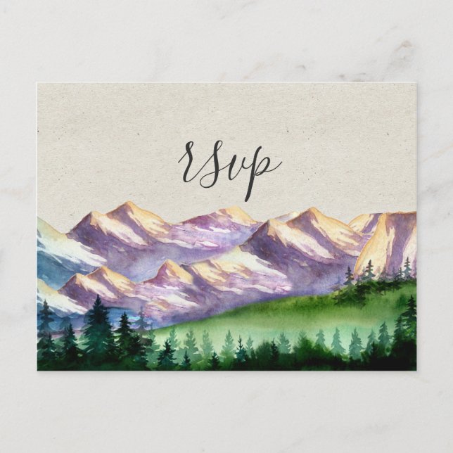 Mountain Wedding RSVP mit Wahlmöglichkeit Einladungspostkarte (Vorderseite)