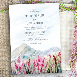 Mountain Wedding Watercolor Pink Wildblume Wiese Einladung