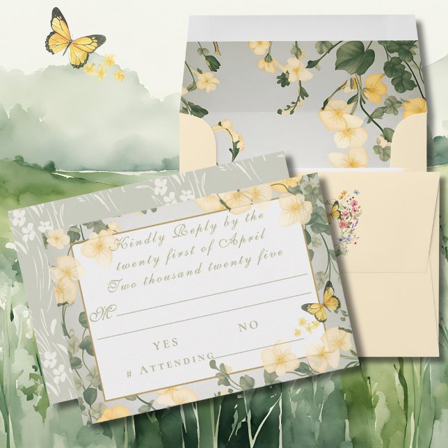 Mountain Wildblume Garden Wedding RSVP Card (Von Creator hochgeladen)