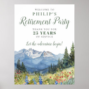 Mountain Wildblumen Ruhestand Party Begrüßungszeic Poster