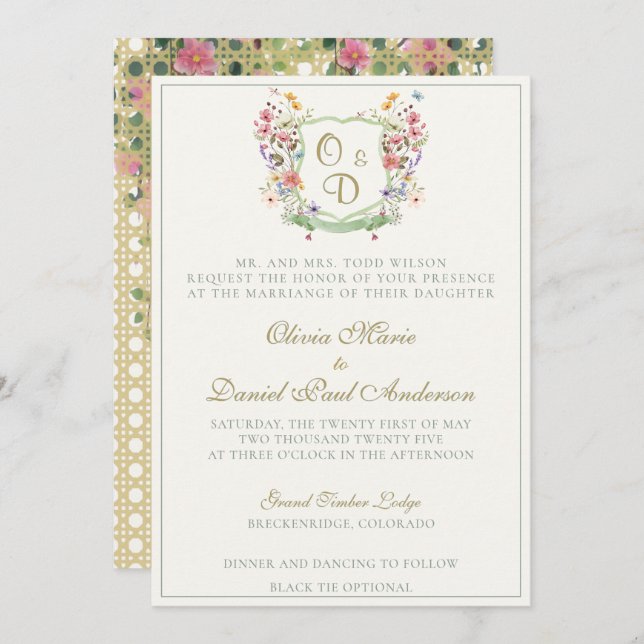 Mountain Wildflower Garden Wedding Invitation (Devant / Derrière)