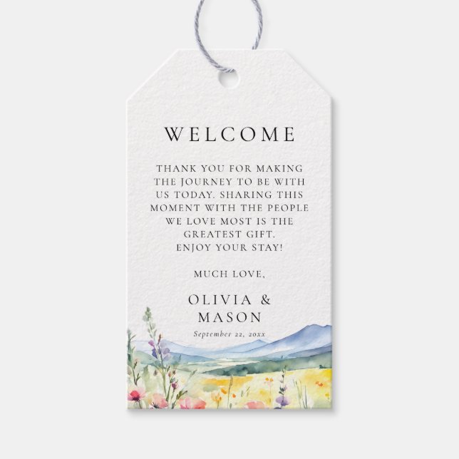 Mountain Wildflowers Meadow Modern Wedding Geschenkanhänger (Vorderseite)
