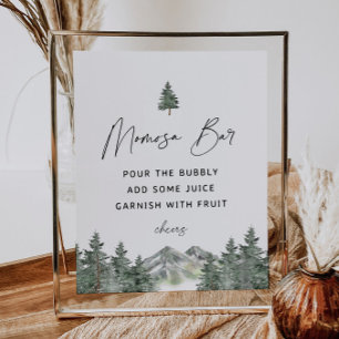 Mountain Winter Baby Dusche Momosa Bar Sign Poster
