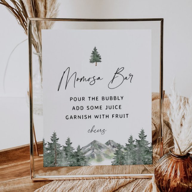 Mountain Winter Baby Dusche Momosa Bar Sign Poster (Von Creator hochgeladen)