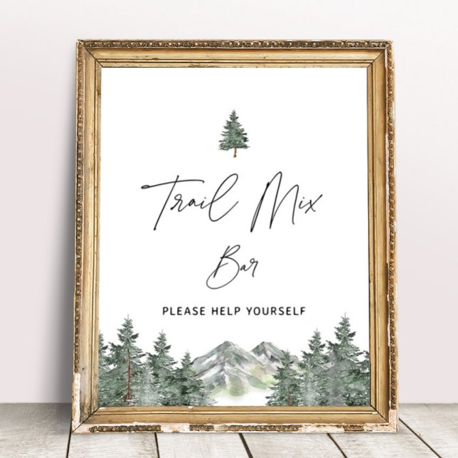 Mountain Winter Baby Shower Trail Mix Bar Sign Poster (Von Creator hochgeladen)