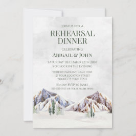 Mountain Winter Forest Rustic Rehearsal Dinner Einladung