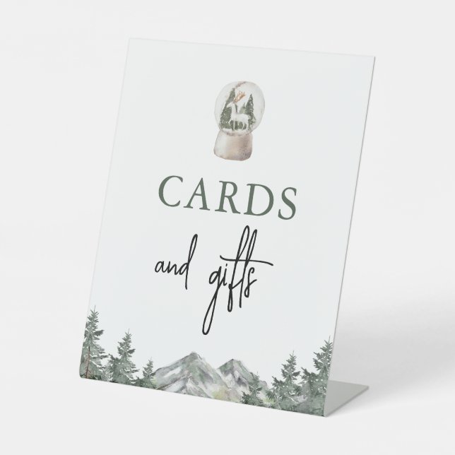 Mountain Winter Onederland Karten und Geschenksign Sockelschild (Vorderseite)