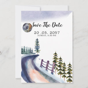 Mountain Winter Pine Tree Wedding Invitation Card Einladung