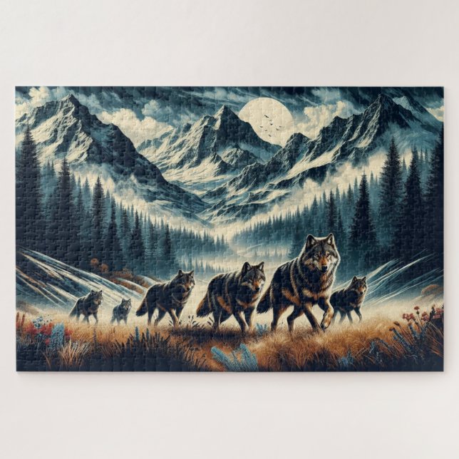 Mountain Wolf Pack, Wolf Familie, Wildnis (Horizontal)