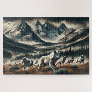 Mountain-Wolf-Rudel, Wolfsfamilie, Wildnis
