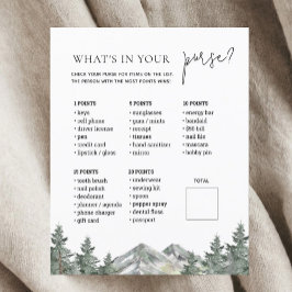 Mountain Woodland Baby Shower Pursuit Game Card