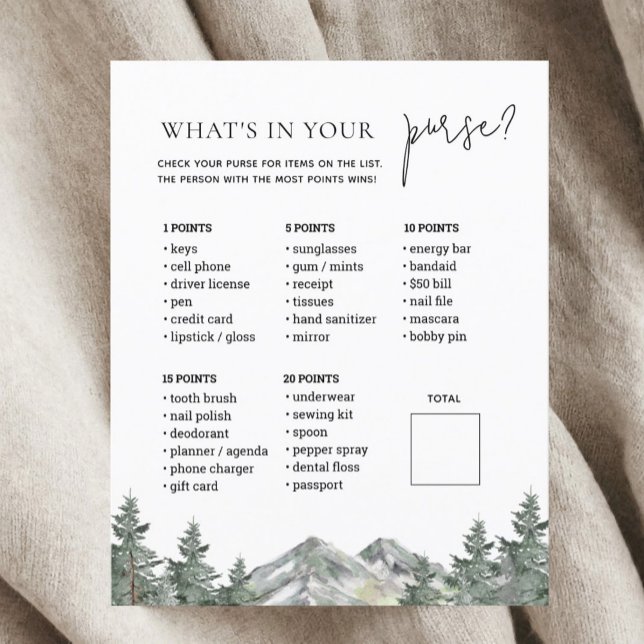 Mountain Woodland Baby Shower Pursuit Game Card (Von Creator hochgeladen)