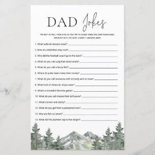 Mountain Woodland Baby Shower Vater Jokes Game
