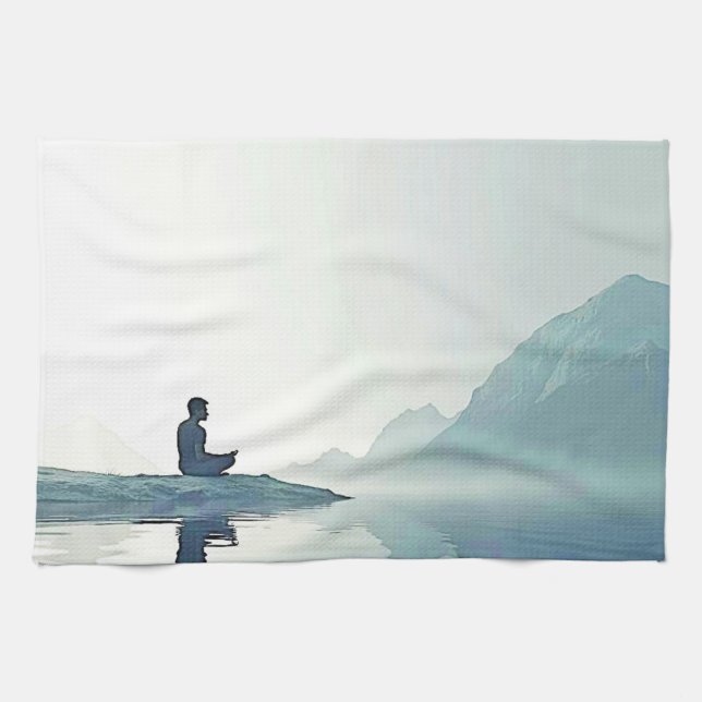 Mountain Zen Friedlich Meditation Design Geschirrtuch (Horizontal)