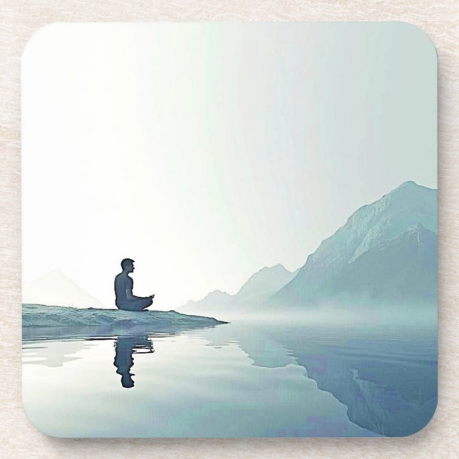 Mountain Zen Friedlich Meditation Design Getränkeuntersetzer (Vorderseite)