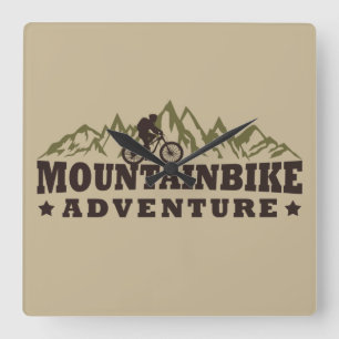 Mountainbike-Abenteuer - Mountainbike Quadratische Wanduhr