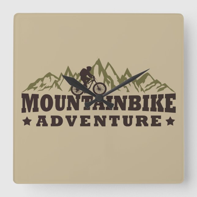 Mountainbike-Abenteuer Quadratische Wanduhr (Vorderseite)