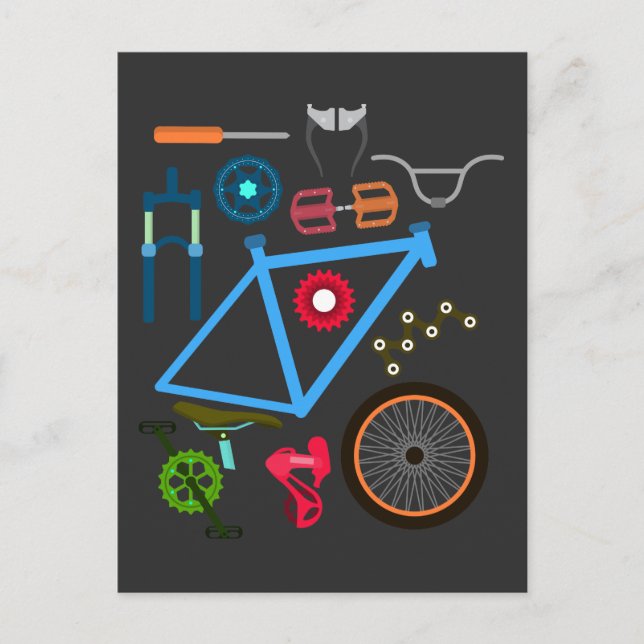 Mountainbike-Bergsteig MTB-Reiter Postkarte (Vorderseite)
