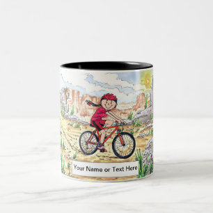 Mountainbike - Cartoon Zweifarbige Tasse