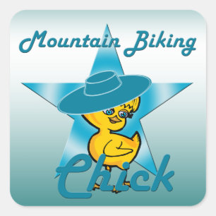 Mountainbike Chick #7 Quadratischer Aufkleber