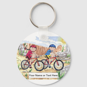Mountainbike Couple Cartoon Schlüsselanhänger