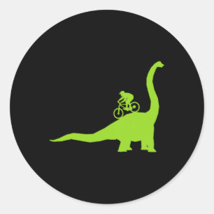 Mountainbike Dinosaur MTB Biker Radfahrer  Runder Aufkleber