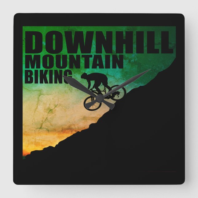 Mountainbike Downhill Quadratische Wanduhr (Vorderseite)