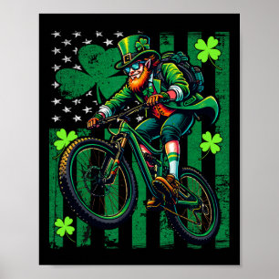 Mountainbike-Fahrer St. Patricks Day Irisch-Amerik Poster