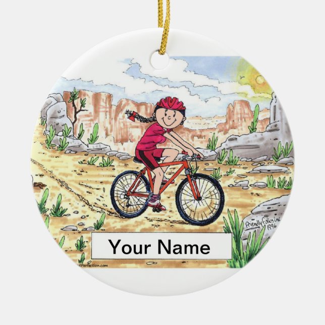 Mountainbike - Frauen Keramikornament (Vorne)