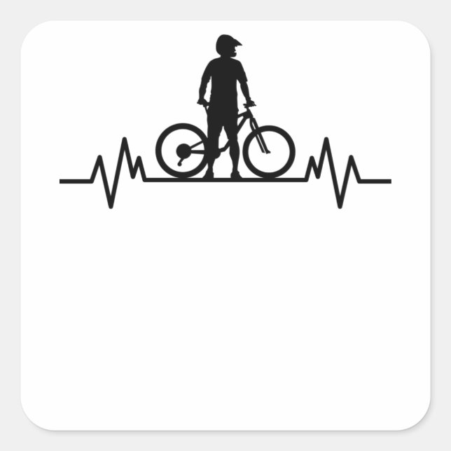 Mountainbike Herzschlag Mountainbike Fahrradverlei Quadratischer Aufkleber (Vorderseite)