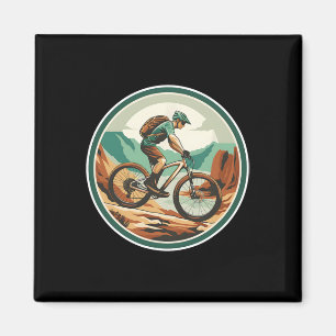 Mountainbike-Illustration Rennsport Magnet