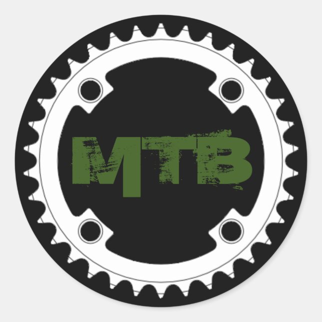Mountainbike-Kettenring Runder Aufkleber (Vorderseite)