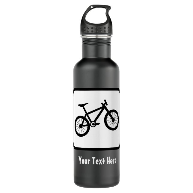 Mountainbike-Logo — individuell anpassbar Edelstahlflasche (Vorderseite)