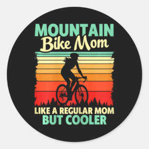 Mountainbike-Mutter Lustig Cooler Radfahrer Retro Runder Aufkleber