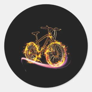 Mountainbike-Radsport-Cool-Flame-Biking-T-Shirt Runder Aufkleber