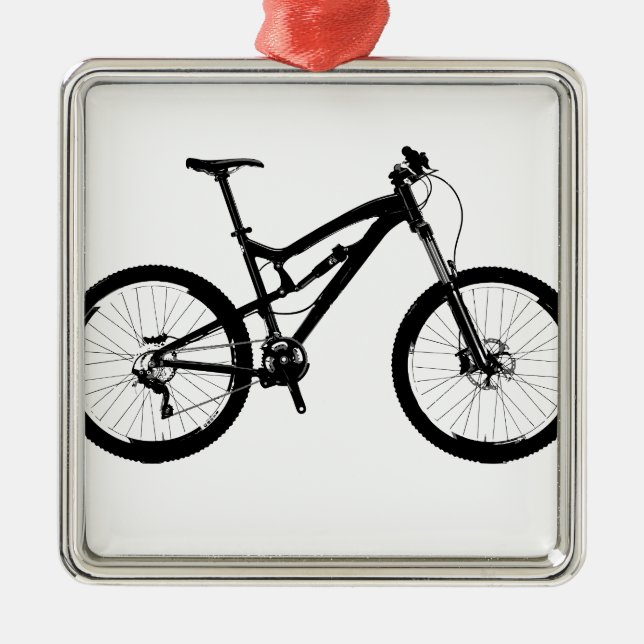 Mountainbike - Schwarzes auf Weiß Silbernes Ornament (Vorne)