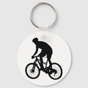 Mountainbike-Silhouette - Hintergrundfarbe auswäh Schlüsselanhänger