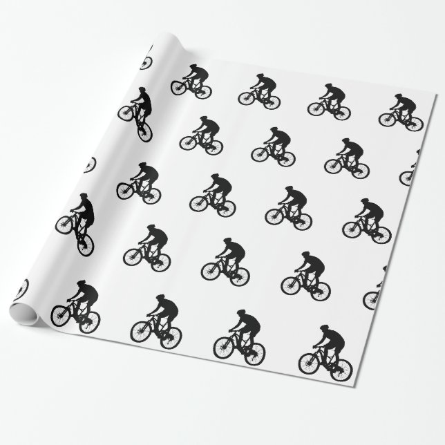 Mountainbike-Silhouette - Hintergrundfarbe auswähl Geschenkpapier (Ungerollt)