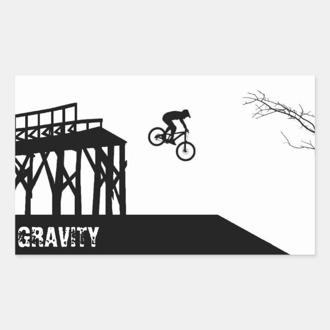 Mountainbike-Silhouette Rechteckiger Aufkleber (Vorderseite)